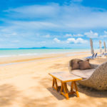 chair table dinning beach sea with blue sky 74190 6094